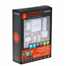 Зарядное устройство от прикуривателя (набор) Floston F09SUSBE for All iPod & iPhone/ BlackBerry/ HTC, HOME+CAR, Output:1000ma, White