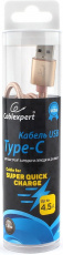 Кабель USB 2.0 Am - Type-C 1.0m (CC-U-USBC01Gd-1M, серия Ultra, 4.5A, быстрая зарядка, нейлоновая оплётка, gold) Cablexpert