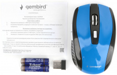 Мышь беспроводная Gembird MUSW-330-1 (optical, 2400dpi, 2xAAA, black-blue)