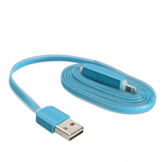 Кабель USB 2.0 Am - micro USB + Lightning 1.0m (ACD-U914-PML, плоский силиконовый шнур, blue) ACD