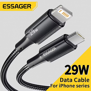 Кабель Type-C - Lightning 2.0m (EXCTL-JJA01-P, 3A, 29W, нейлоновая оплётка, black) Essager
