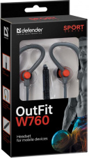 Гарнитура Defender OUTFIT W760  (затычки, с микрофоном, 1.5m, gray-orange)