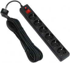 Сетевой фильтр Гарнизон (ECL-6-B-7, 6 розеток, 7 метров, 10A, black) OEM