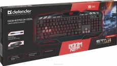 Клавиатура Defender Doom Keeper GK-100DL (USB, игровая, влагоустойчивая, регулируемая подсветка, промо-код "Crossout", black)