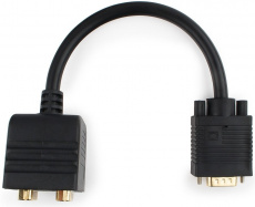 Разветвитель VGA (CC-VGAX2-20CM, 2 монитора, 0.2m, экранированный, black) Cablexpert
