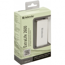 Внешний аккумулятор Defender ExtraLife 2600 (литий-ионный, 2600mAh, 1*USB 1A, вход 1A, beige)