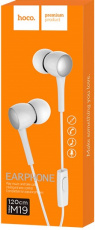 Наушники hoco M19 Drumbeat (затычки, для мобильных устройств, с микрофоном, 1.2m, white)