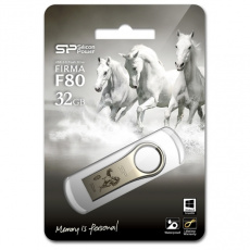 Флеш накопитель USB 2.0 32Gb Silicon Power Firma F80 Limited Edition Год Лошади, Металл, Серебристый