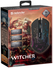 Мышь Defender Witcher GM-990 (USB, optical, 3200dpi, игровая, RGB подсветка, промо-код "Crossout", 1.5m, black)