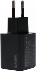 Адаптер питания скоростной Cablexpert MP3A-PC-64 (100-240V - USB, USB Type-C, 5V-3А, 9V-3A, 12V-2.5A, 15V-2A, 20V-1.5A, 30W, быстрая зарядка, QC4.0, PD3.0, GaN, black)
