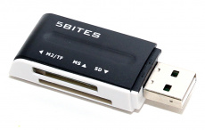 Карт-ридер 5bites 46 in 1 (RE2-102BK, SD, microSD, miniSD, MS, M2, MMC, MS, чёрный, USB2.0)