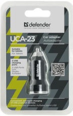 Зарядное устройство от прикуривателя Defender UCA-23 (2 USB разъема 2.1A+1A, black)