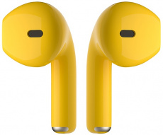 Гарнитура QUMO ViBE (BT 0100) «Cat» (вкладыши, беспроводная, Bluetooth 5.3, с микрофоном, до 4 часов работы от батареи, yellow)