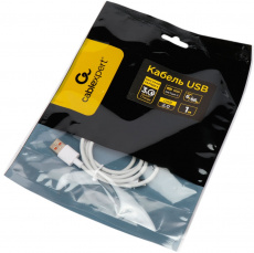 Кабель USB 2.0 Am - Type-C 1.0m (CC-USB2-AMCM-66W-1M-W, медь, 6A, 66W, быстрая зарядка, QC3.0, white) Cablexper