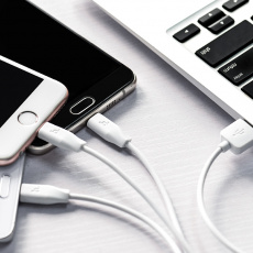 Кабель USB 2.0 Am - Lightning + micro USB + Type-C 1.0m (X1 Rapid, 2.1A, white) hoco