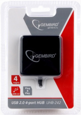 USB 2.0 HUB Gembird UHB-242 (4 порта, 0.5m, black)