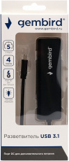 USB 3.1 HUB Gembird UHB-C364 (Type-C, 4 порта USB3.0, 0.19m, black)