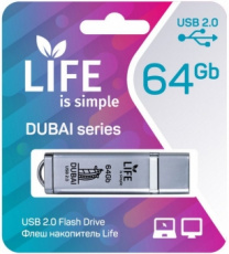 Флеш накопитель USB 2.0 64Gb LIFE DUBAI (LF64DUSILVER-01, silver)