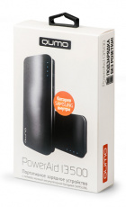 Внешний аккумулятор QUMO PowerAid 13500 (литий-ионный, 13500mAh, 2*USB 2A, вход 1.5А, black)