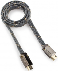 Кабель HDMI (m) - HDMI (m) 1.0m (CC-P-HDMI04-1M, серия Platinum, 4K, ver.2.0, плоский, с позолоченными контактами, тканевая оплётка, silver) Cablexpert