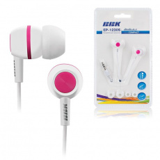 Наушники BBK EP-1230S (затычки, без микрофона, 1.2m, white-pink)