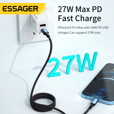 Кабель Type-C - Lightning 2.0m (EXCTL-CGA01, 3A, 27W, нейлоновая оплётка, black) Essager