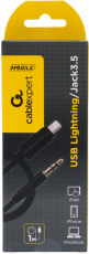 Кабель-переходник Lightning (m ) - Jack 3.5 (m) (CCAB-AP35M-1M-B, 1m, медь, нейлоновая оплётка, black) Cablexpert