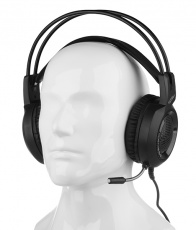 Наушники QUMO Genesis GHS 0012 (полноразмерные закрытые, с микрофоном, регулятор, подсветка, игровые, 2.2m, black)