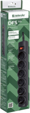 Сетевой фильтр Defender DFS 153 (6 розеток, 3 метра, black) RTL