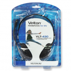 Наушники Velton VLT-430 (накладные открытые, с микрофоном, 2.5m, black)