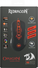 Мышь Redragon ORIGIN (USB, optical, 4000dpi, игровая, black-red)