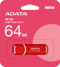 Флеш накопитель USB 3.2 64Gb ADATA UV150 (AUV150-64G-RRD, 100MB/s, black-red)