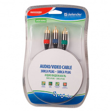 Кабель аудио 3 тюльпана - 3 тюльпана, DEFENDER 1,5 м (RCA3P3P-05PRO, CablePRO)