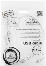 Кабель USB 2.0 Am - micro USB 0.5m (CCP-mUSB2-AMBM-W-0.5M, медь, 2.4A, экранированный, white) Cablexpert