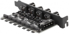 Регулятор оборотов (8xfan, 4pin, на заднюю панель, питание MOLEX, black)