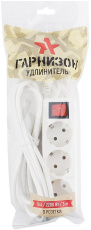 Сетевой удлинитель Гарнизон (EL-NB-G3-W-3, 3 розетки, 3 метра, 10A, white) OEM