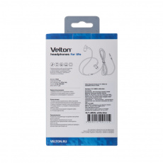 Наушники Velton VLT-JM25L (затычки, без микрофона, 1.2m, white-blue)