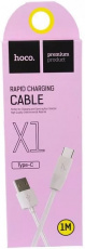 Кабель USB 2.0 Am - Type-C 1.0m (X1 Rapid, 3A, быстрая зарядка, white) hoco