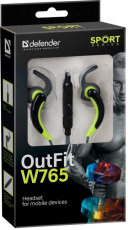 Гарнитура Defender OUTFIT W765 (затычки, с микрофоном, 1.5m, gray-yellow)