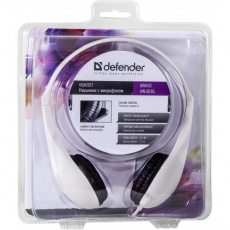 Наушники Defender Bravo HN-003G (накладные закрытые, с микрофоном, 2.1m, регулятор, white)