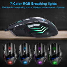 Мышь iMICE X7 (USB, optical, 5500dpi, игровая, RGB подсветка,1.65m,  black)