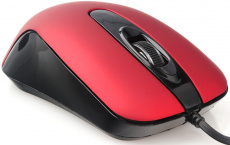 Мышь Gembird MOP-400-R (USB, optical, 1000dpi, бесшумный клик, 1.45m, soft-touch, black-red)