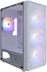 Корпус 1STPLAYER FD3-M (без БП, mATX, USB3.0, 4x rainbow LED Fan, white)