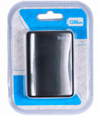 Внешний аккумулятор Buro RQ-5200 (литий-ионный, 5200mAh, 1*USB - 1A, вход 1А, black-dark grey)