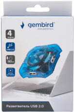 USB 2.0 HUB Gembird UHB-C224 (4 порта, 0.8m, blue)