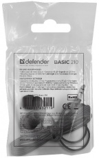 Наушники Defender Basic 210 (затычки, без микрофона, 1.2m, black)