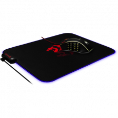 Коврик для мыши Redragon (PLUTO, тканевый на резиновой основе, игровой, RGB подсветка, black-red, 330x260x3mm)