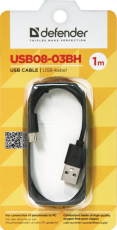 Кабель USB 2.0 Am - micro USB 1.0m (USB08-03BH, black) Defender