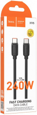 Кабель USB 2.0 Type-C - Type-C 1.0m (X115 Surpass, 5A, 240W, быстрая зарядка, black) hoco