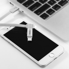 Кабель USB 2.0 Am - Lightning + micro USB + Type-C 1.0m (U24 Refined, силиконовый шнур, silver) hoco